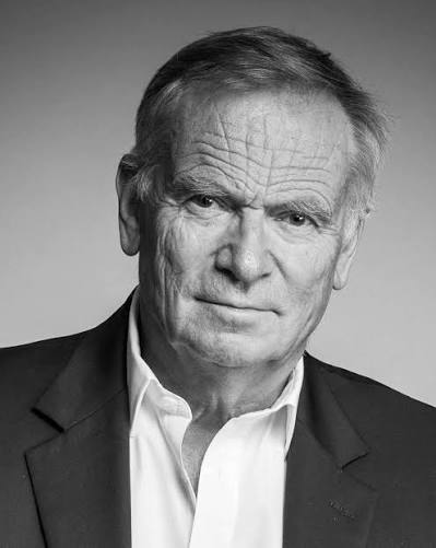 Black and white portrait of Jeffrey Howard Archer, Baron Archer of Weston-super-Mare